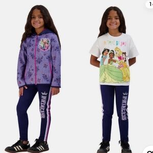 Girls Disney 3pc Set Sweater Girl Princess Purple Hoodie,Shirt,Pants Size 7 NEW